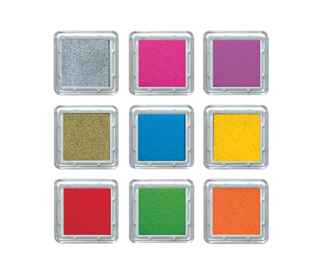 stempels - stempelkussen - miniset - set van 9 assorti
