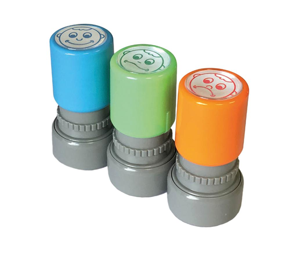 Stempels - waarderingstempels gezichtjes - zelfinktend - set van 3 assorti