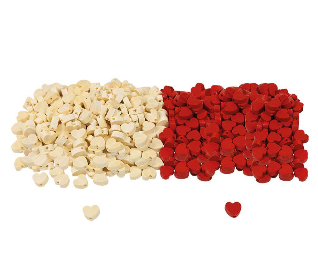 Kralen - hout - hartjes - set van 400