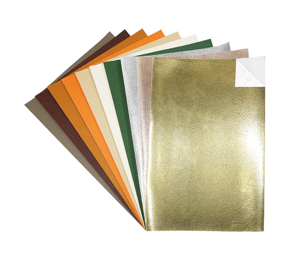creapapier - lederlook - zelfklevend - bos - set van 10 kleuren assorti