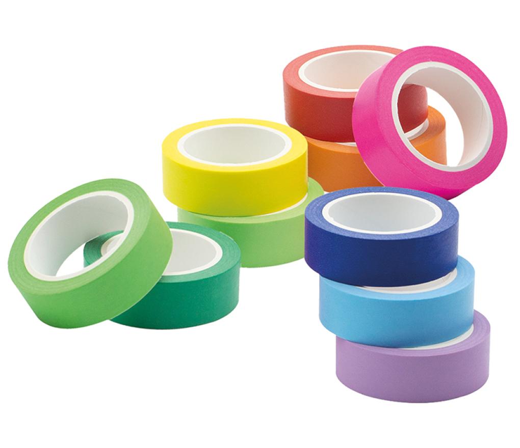 Kleefband - washitape - neonkleuren - set van 10 assorti