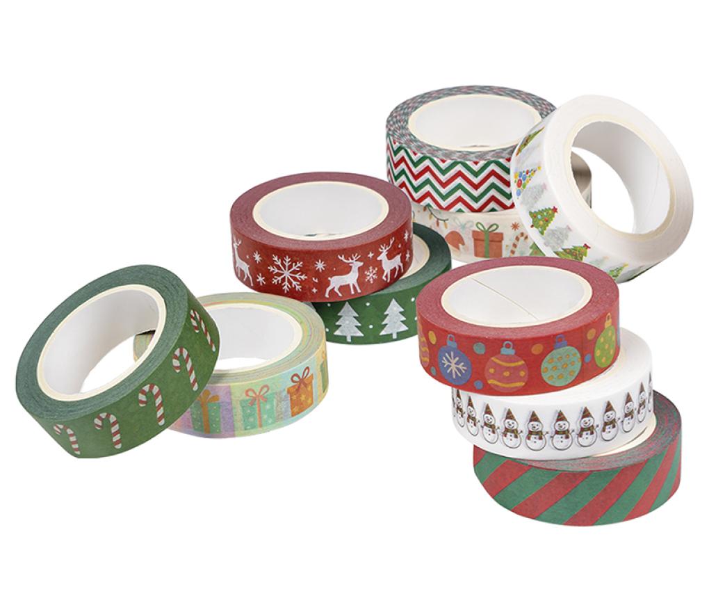 kleefband - washitape - kerstmis - set van 10 assorti