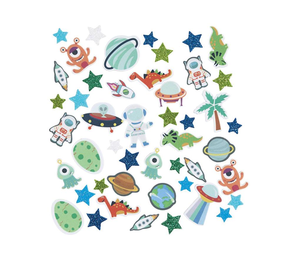 Stickers - foam - space - set van 150 assorti
