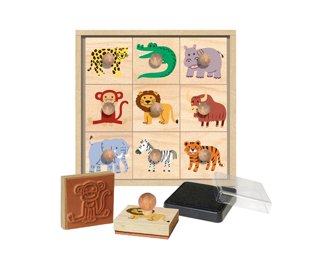Stempels - dieren van de savanne - set van 9 assorti