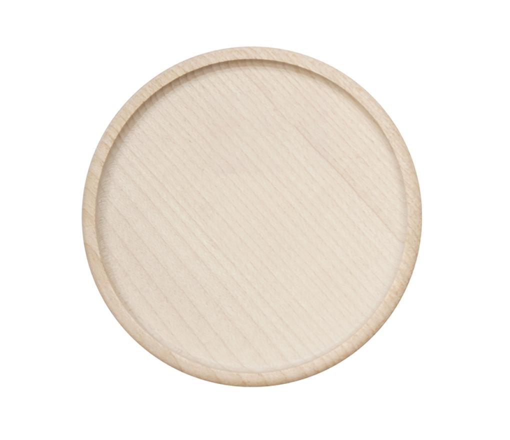 Onderzetter met opstaande rand - hout - 9 cm diameter - per stuk