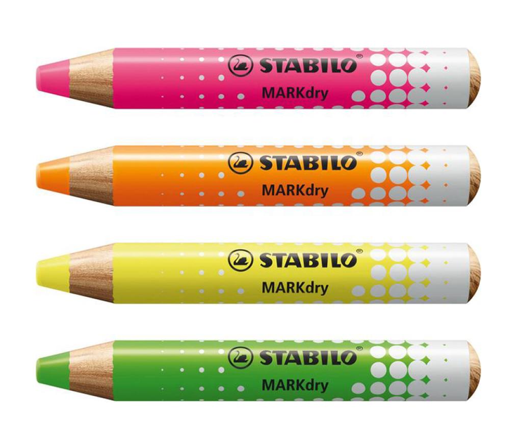 Potloden - whiteboard - Stabilo MARKdry - bordpakket - neon kleuren - per set