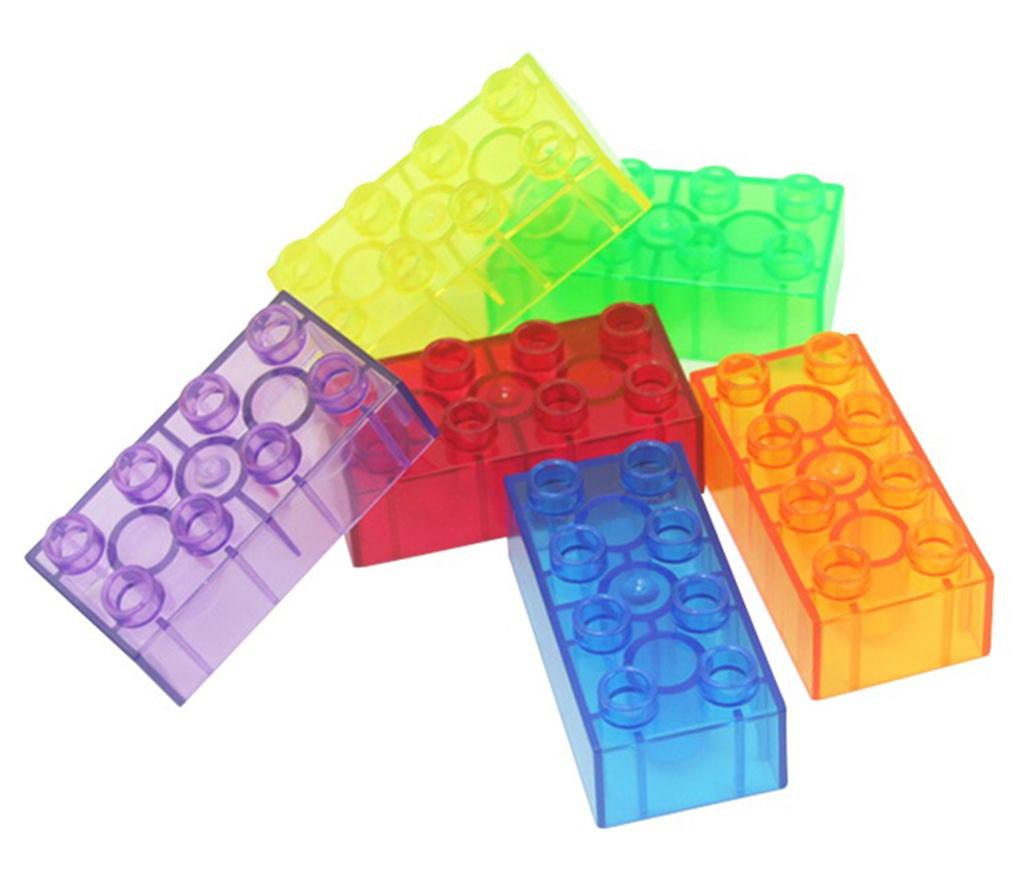 Bouwblokken - transparant - kunststof - set van 90 assorti