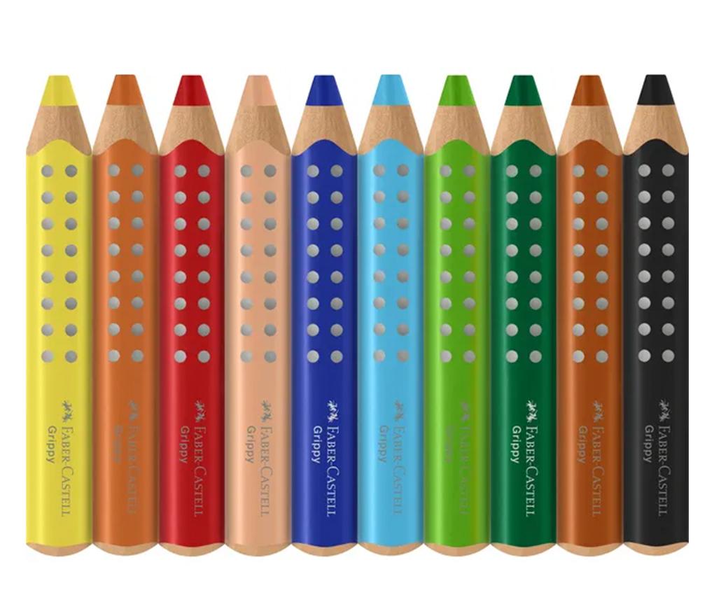 Potloden - waspotloden - Faber Castell - Grippy - 3 in 1 -  set van 10 assorti