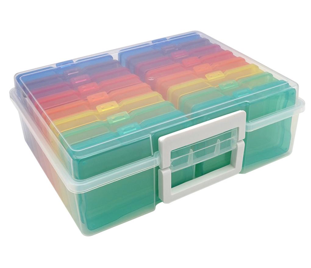 Opbergdoos - multifunctioneel - fotobewaarbox - organizer - regenboog - per set