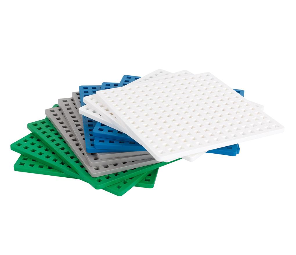 Bouwplaten - Plus-Plus - wit - grijs - groen - blauw - set van 12 assorti