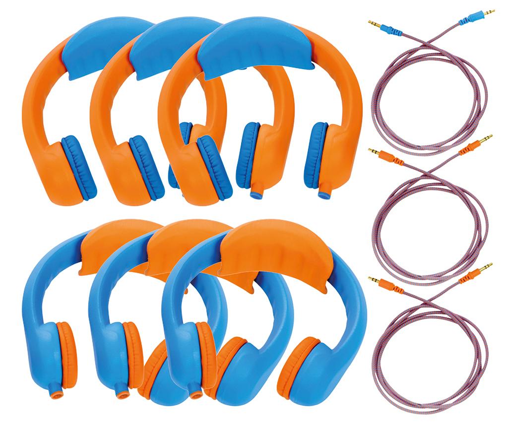 Hoofdtelefoon - Safe 'n Sound 6 Pack - KidsCover - blauw & oranje - set van 6