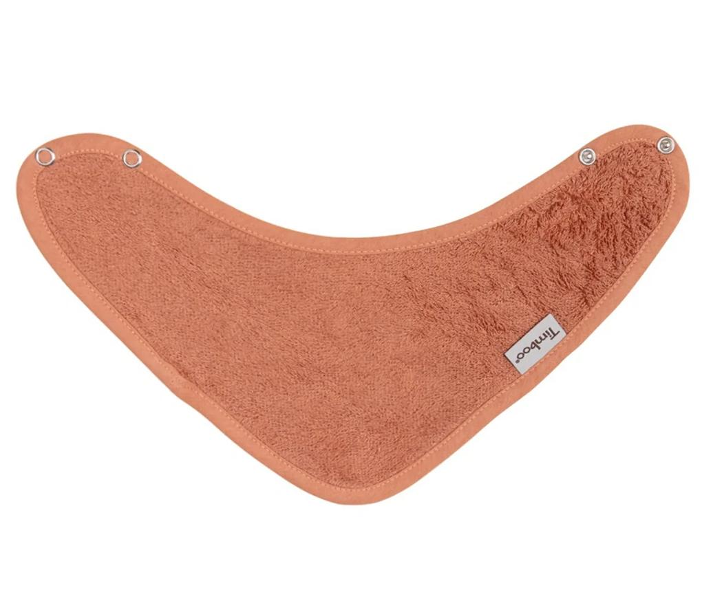 Slab - kwijlslab - Timboo - 36 x 20 cm - dubbel gelaagd - met drukknop - sunrise orange - per stuk