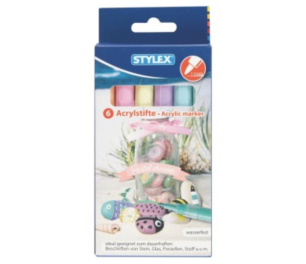 Acrylverfstift pastelkleuren etui/6 - Per pak