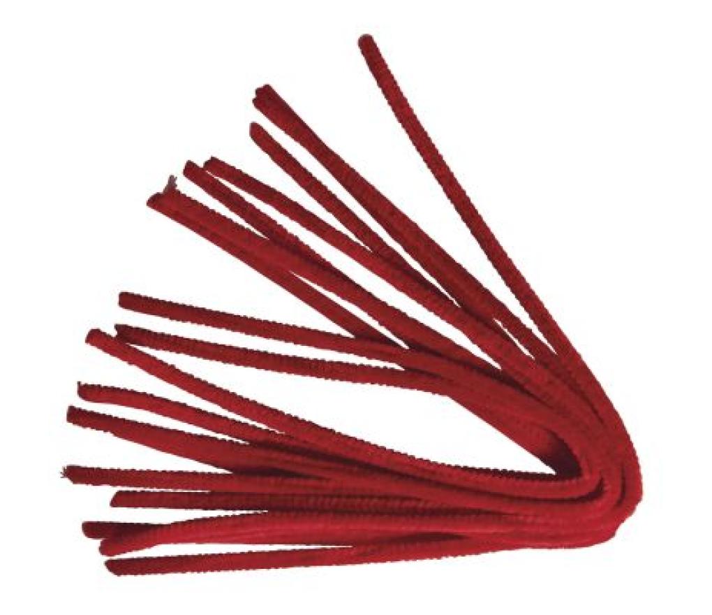 Chenilledraad 6 mm 50 cm rood pak/10 - Per pak