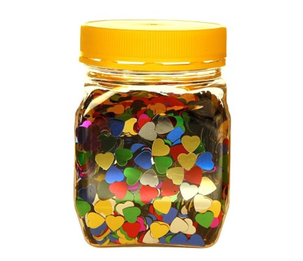 Confetti hartjes 6 mm pot 130 g kleuren assortiment - Per stuk