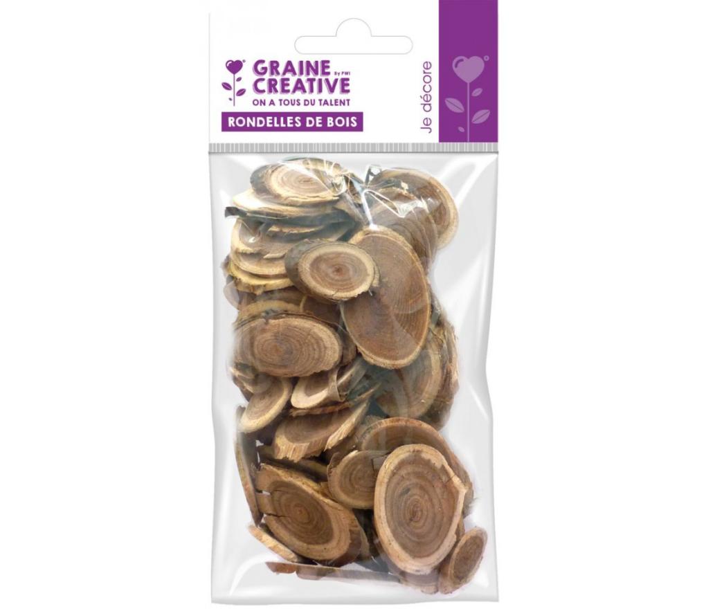 Houten boomschijfjes 10 - 30 mm om te decoreren 50 g - Per pak