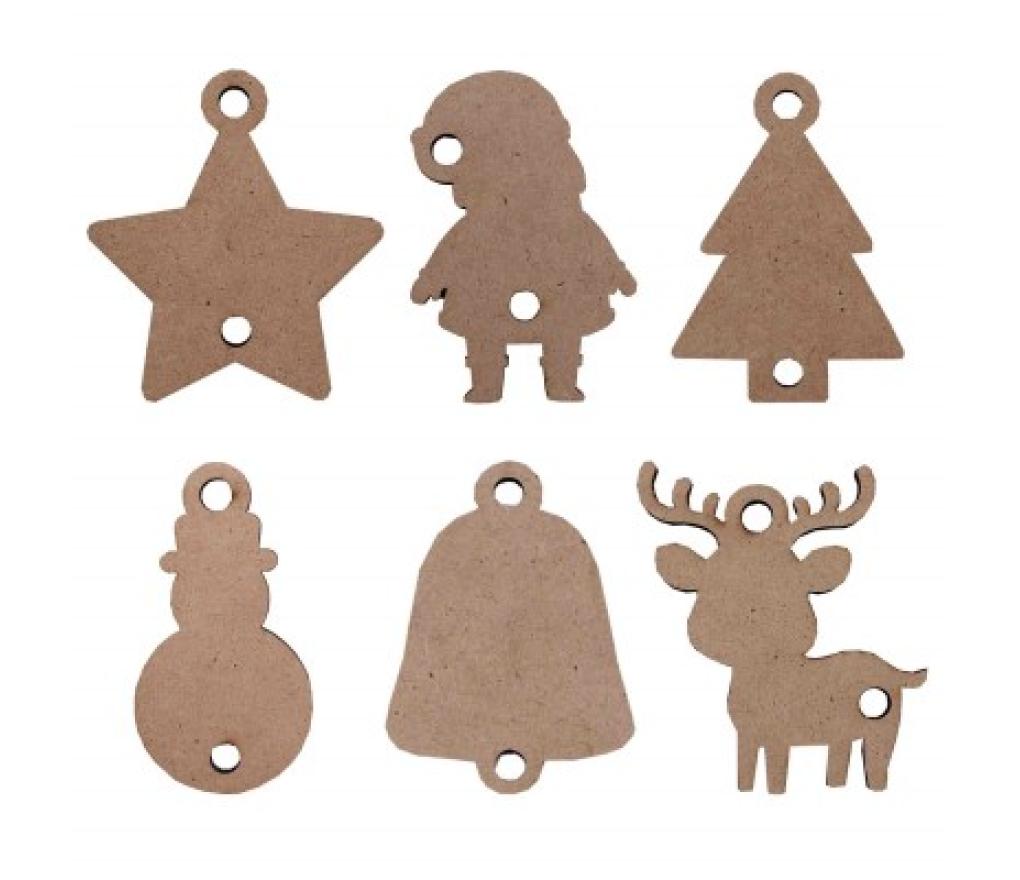 Houten kerstboomhangers 6 cm om te decoreren pak/54 - Per pak