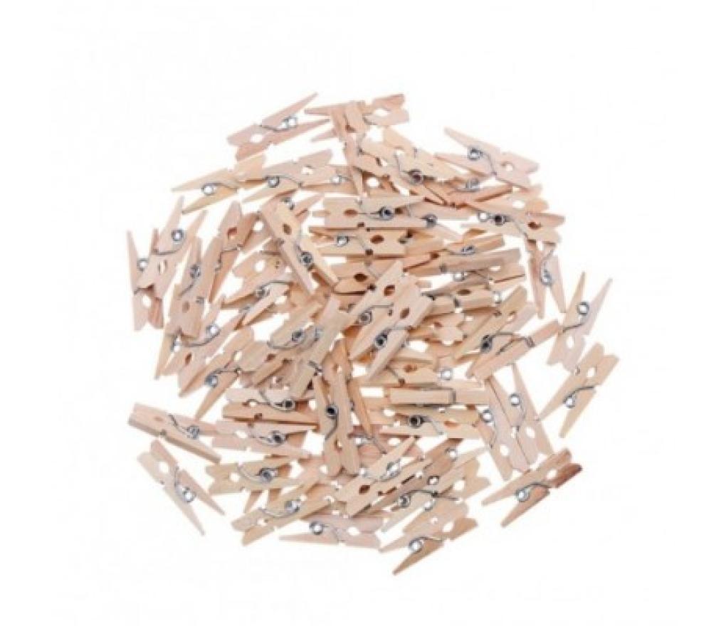 Houten volle wasspelden mini 4,5 cm pak/50 - Per pak