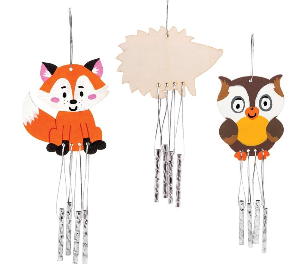 Houten windgongs om te decoreren bosdieren set/4 - Per stuk
