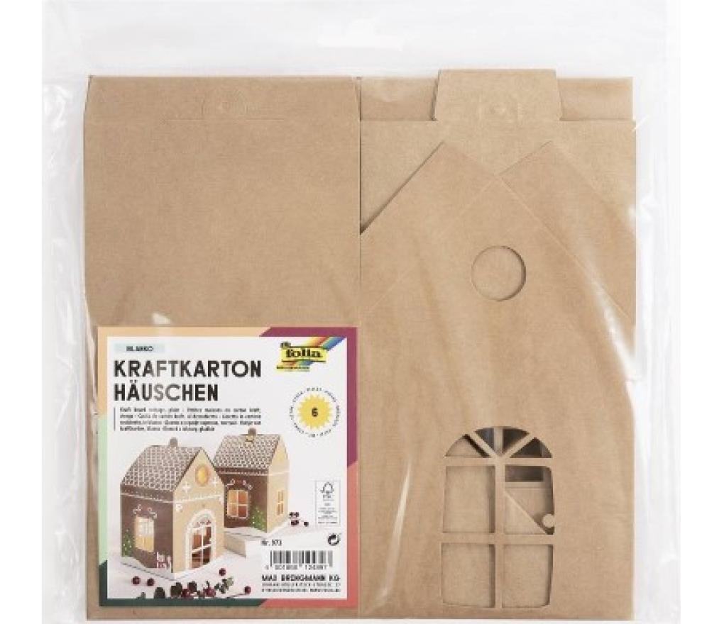 Kartonnen huisjes om te decoreren zakje/6 - Per stuk