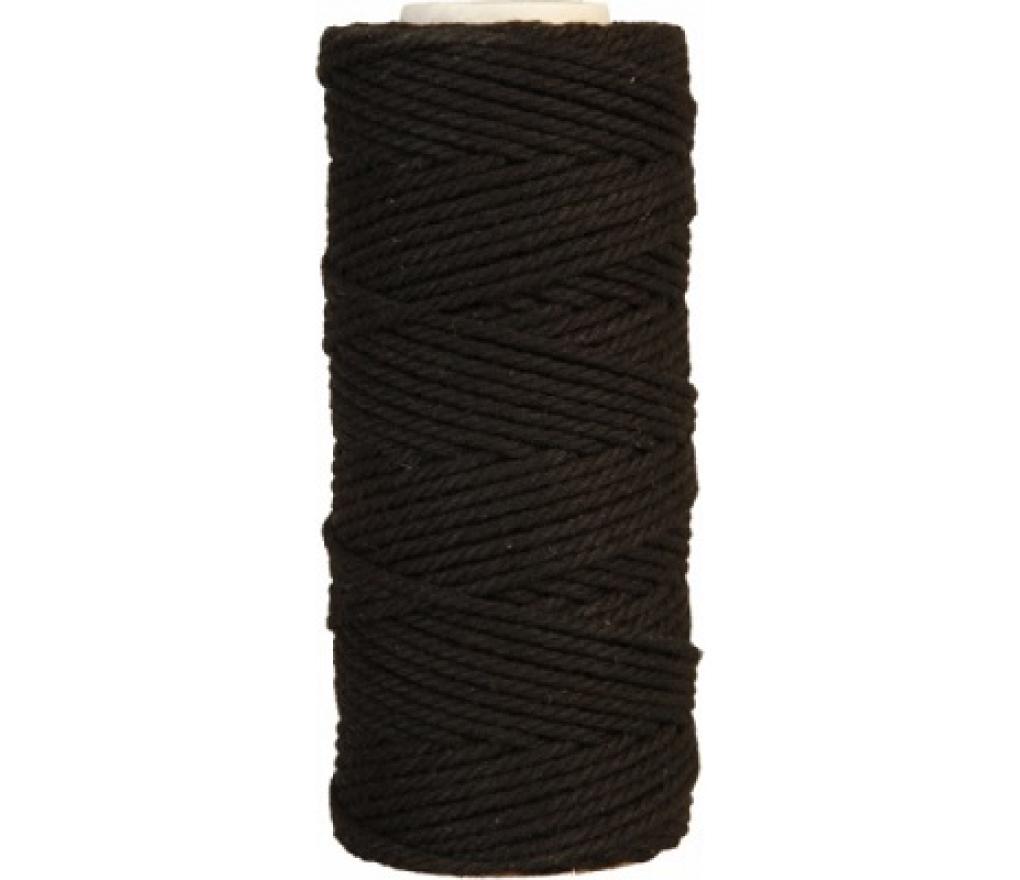 Katoenkoord macramé zwart 2 mm bol/200 g - Per stuk