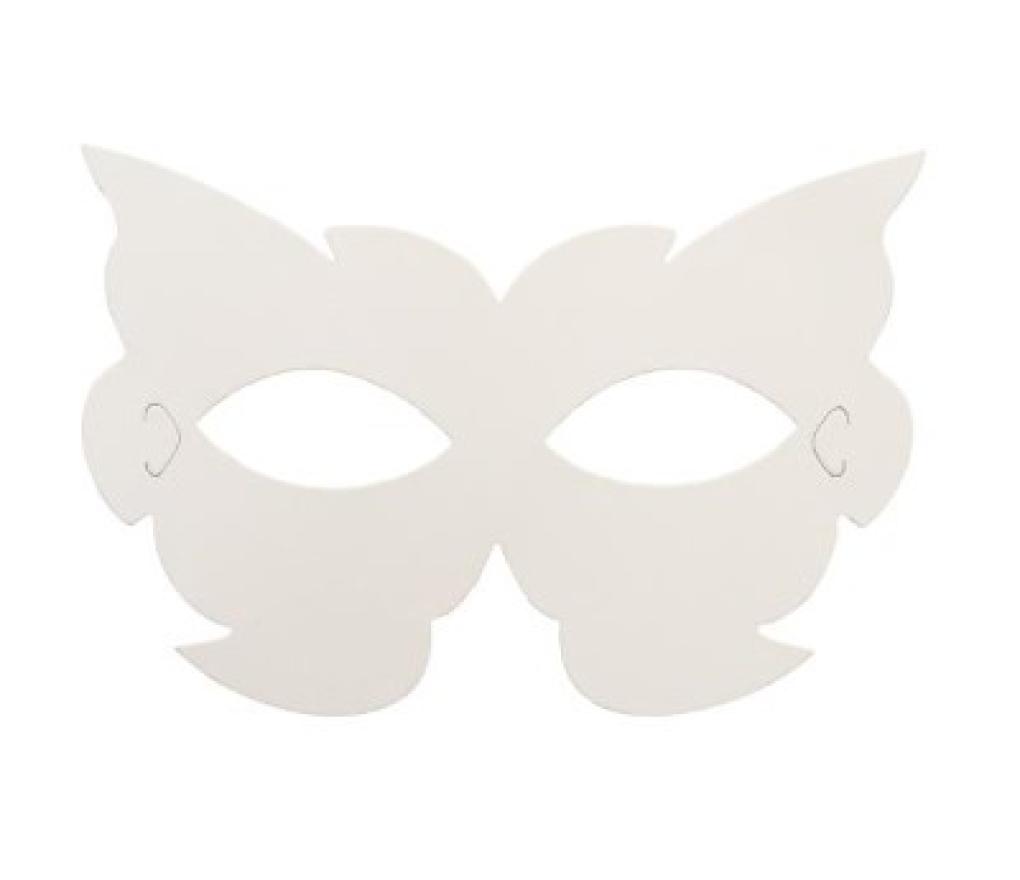 Maskers (half) in wit karton incl. elastiek pak/6 - Per pak