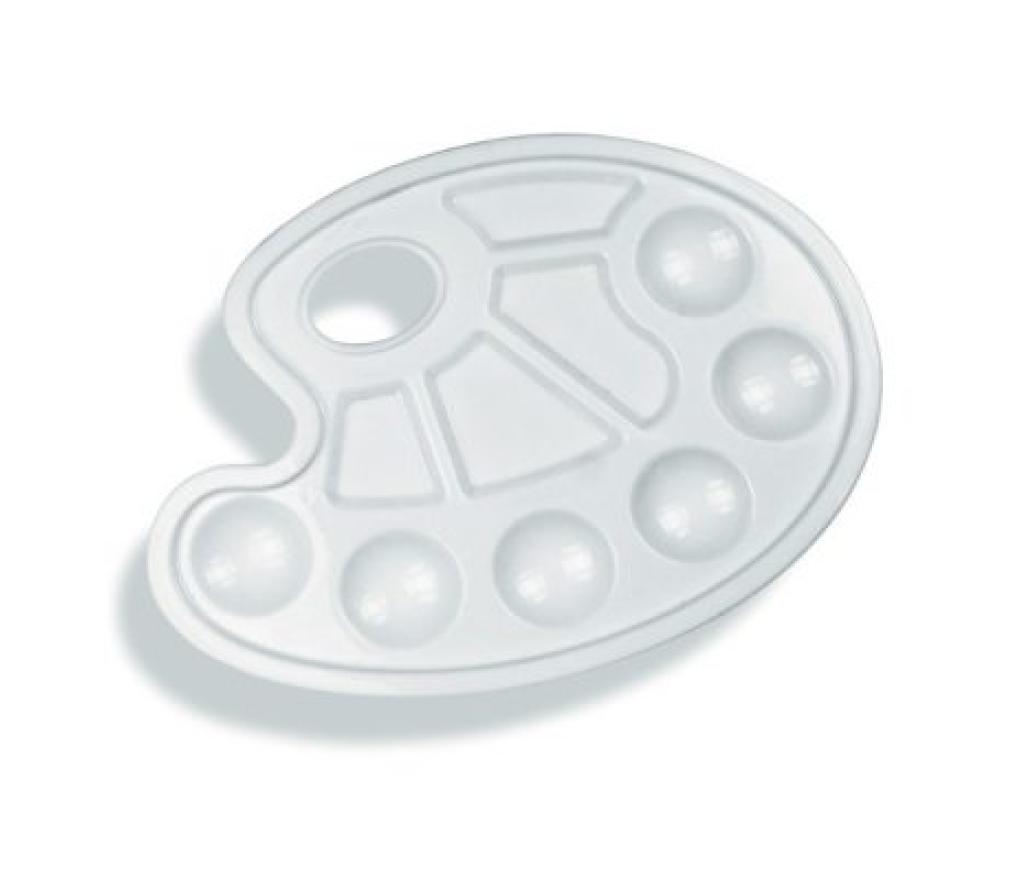 Mengpalet plastic ovaal model voor 6 kleuren - Per stuk