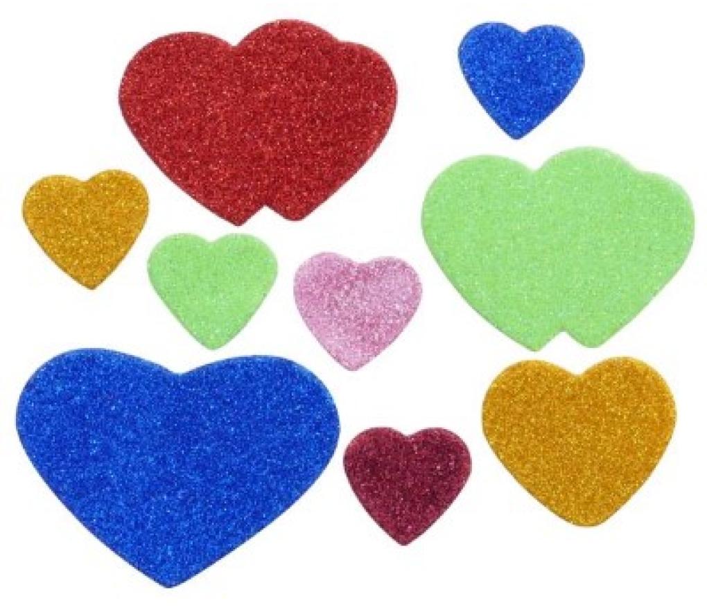 Neopreen glitter hartjes zelfklevend zakje/15 - Per pak