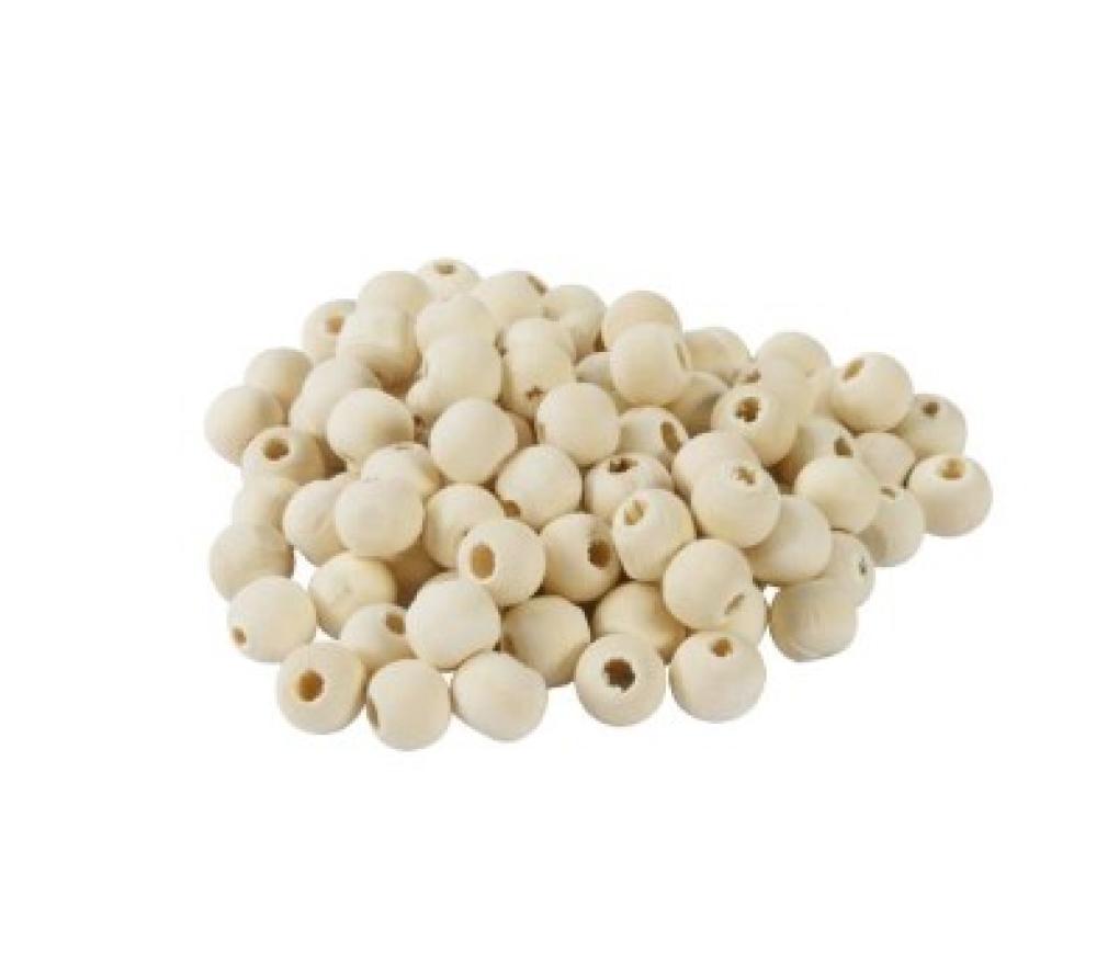 Parels hout rond 10 mm naturel zak/100 - Per pak