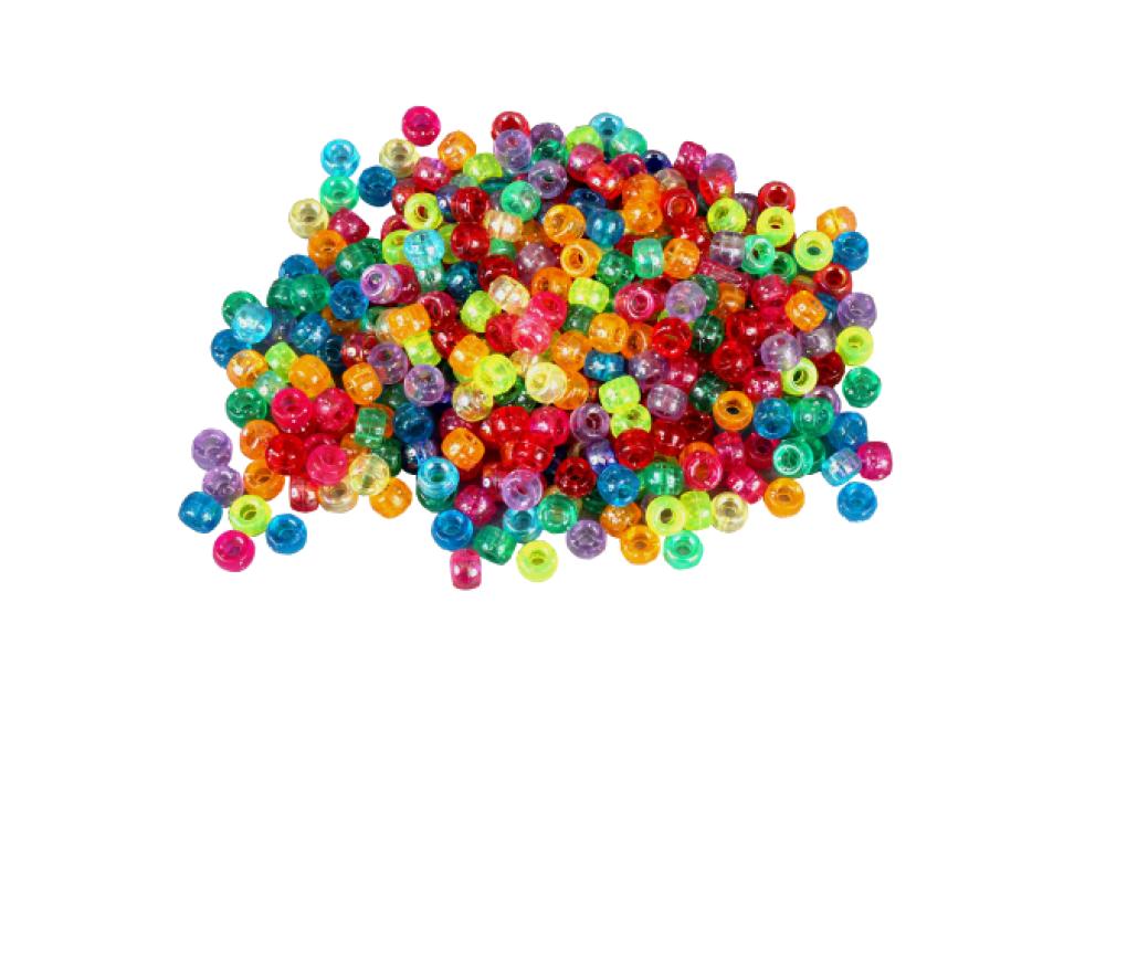 Parels kunststof rond 9 mm assorti glitterkleuren zak/1000 - Per pak