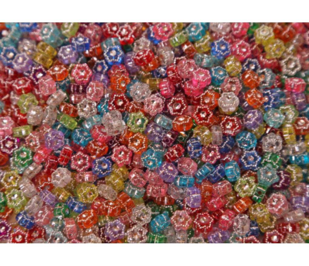 Parels kunststof transparante sterretjes 7,5 mm pot/1500 - Per pak