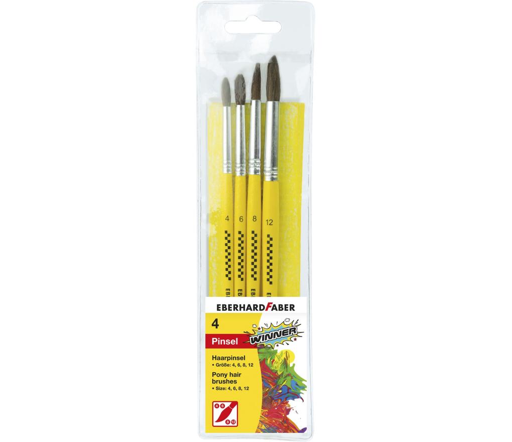 Penseel Eberhard Faber ponyhaar 4-6-8-12 set/4 - Per pak
