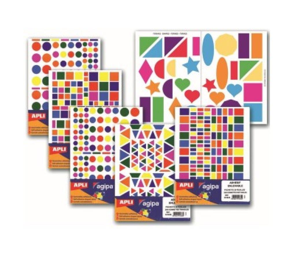 Plakfiguurtjes geometrische vormen klasverpakking assorti zelfklevend stuks/7410 - Per pak