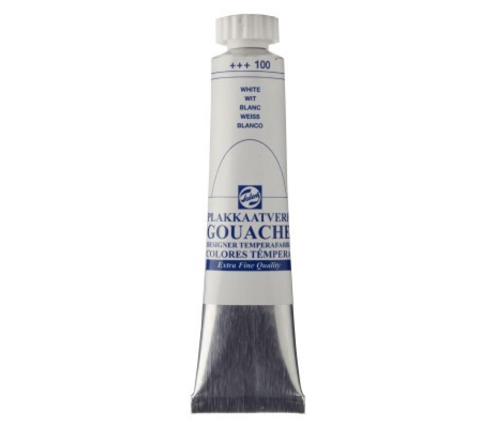 Plakkaatverf extra fijn  Talens tube 20 ml wit - Per stuk