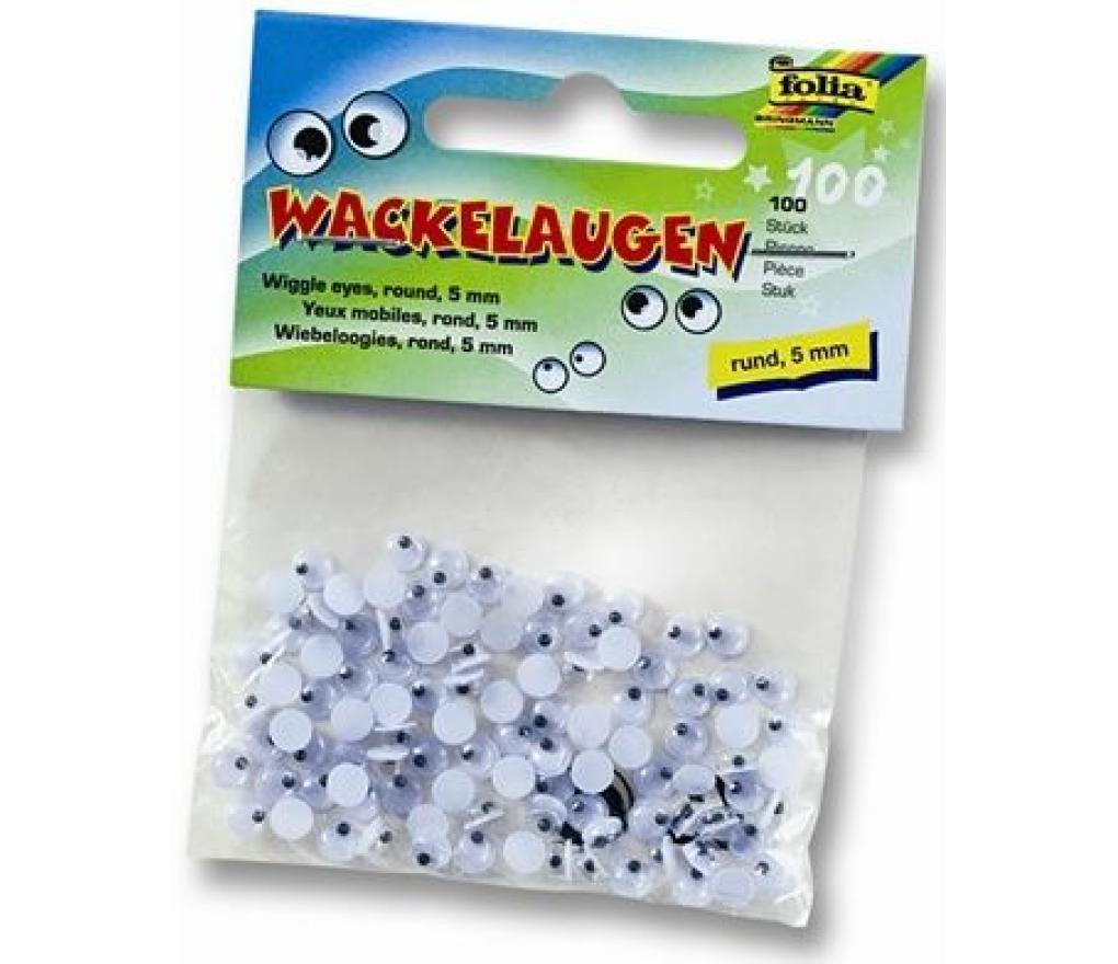 Poppenogen  5 mm rond bewegend zak/100 - Per pak