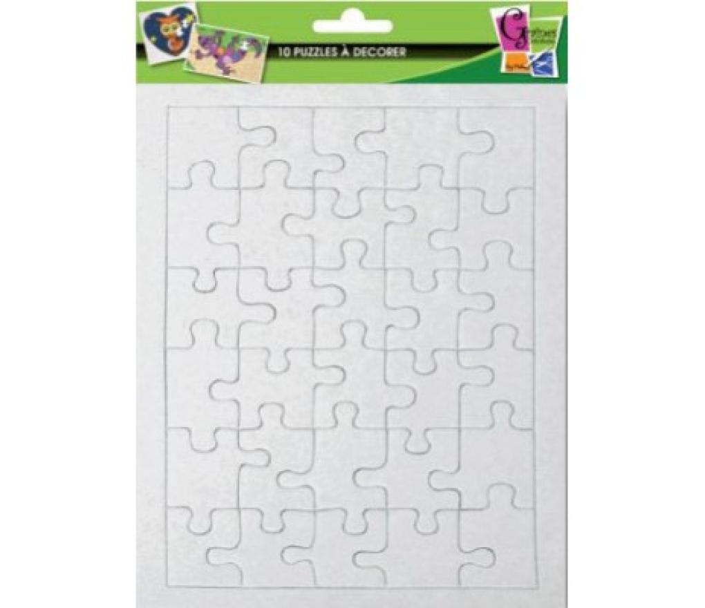 Puzzel blanco 30 stukjes om te decoreren 14 x 20 cm pak/10 - Per pak