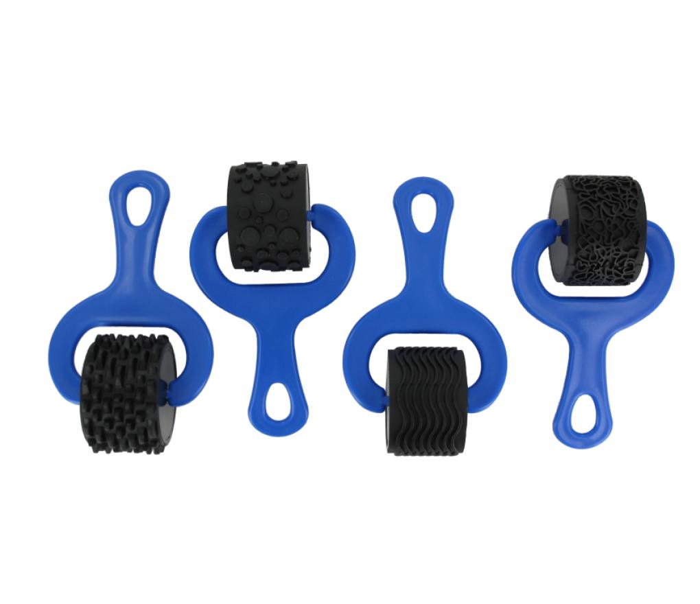 Roller in rubber met fantasiemotieven voor verf en klei set/4 - Per stuk