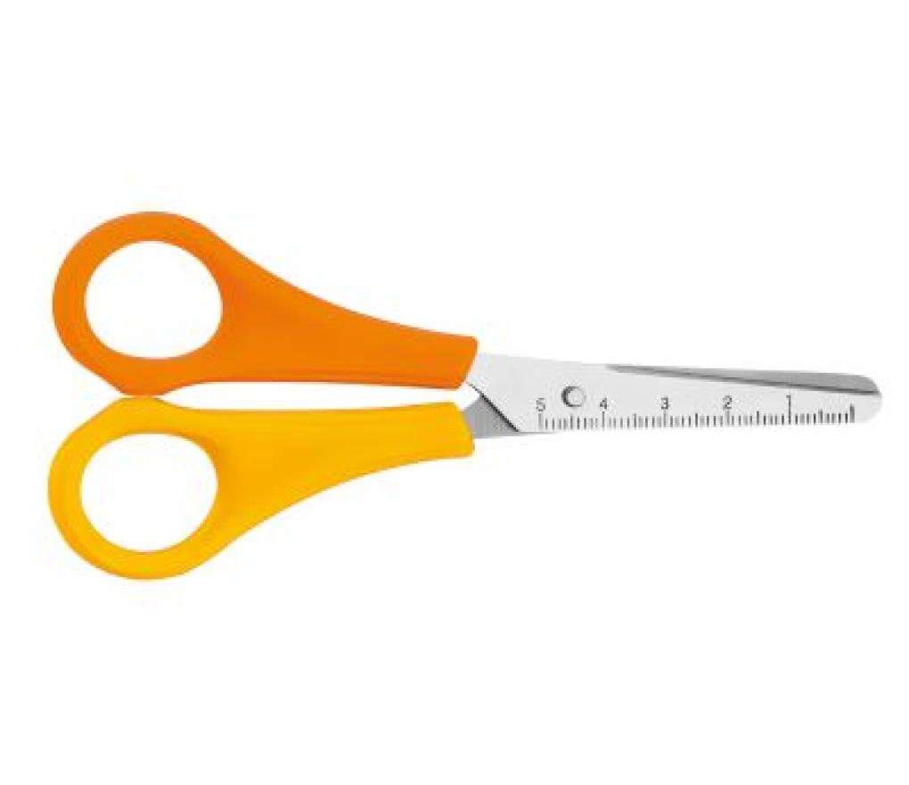 Schaar Westcott 13 cm ronde punt linkshandig geel/oranje - Per stuk