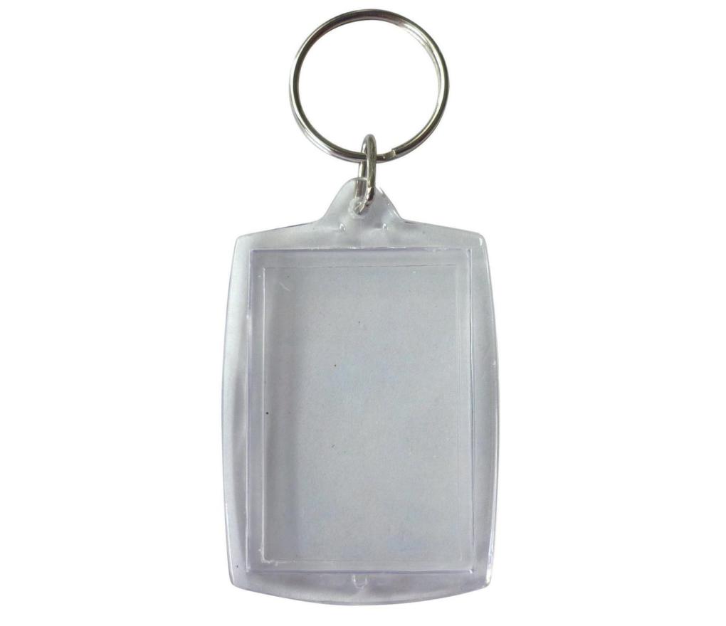 Sleutelhanger plexi rechthoek met fotohouder 5 x 4 cm pak/6