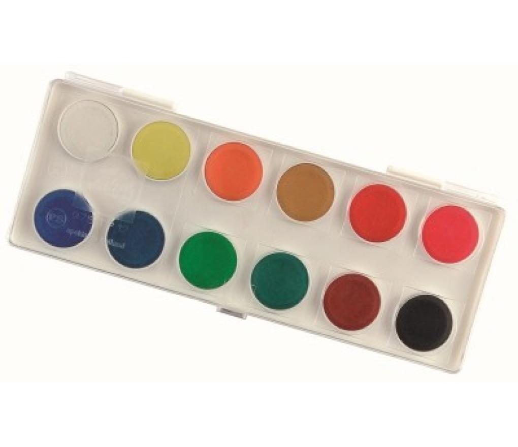 Verfdoos Talens plastic doos waterverf 12 nappen 29 mm - Per stuk