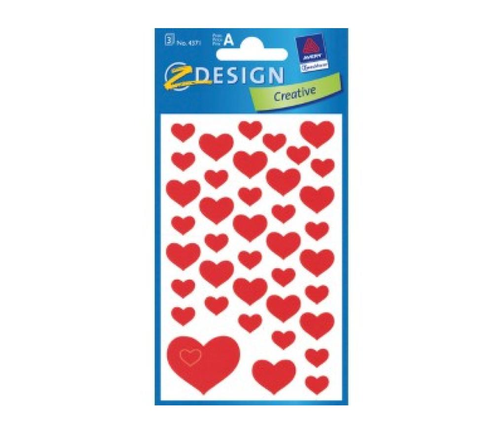 Beloningsstickers Z-Design Creative 4371 Hartjes 3 vel - 39 stickers - Per pak