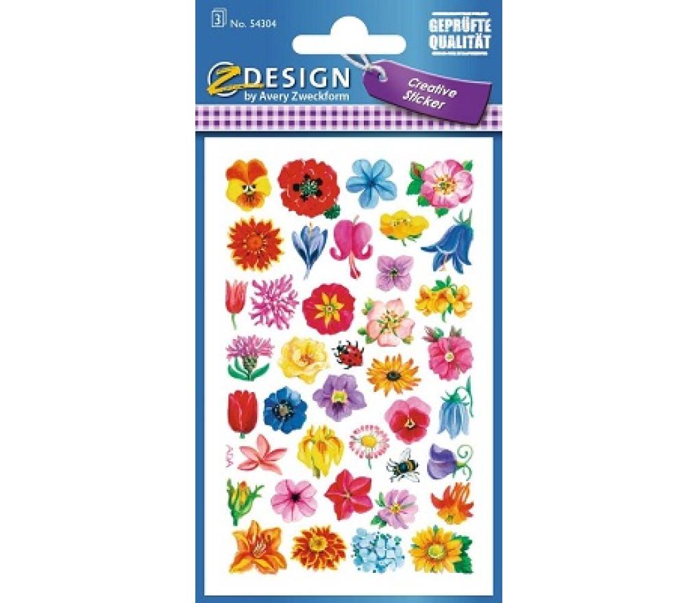 Beloningsstickers Z-Design Creative 54304 Bloempjes 3 vel - 38 stickers - Per pak