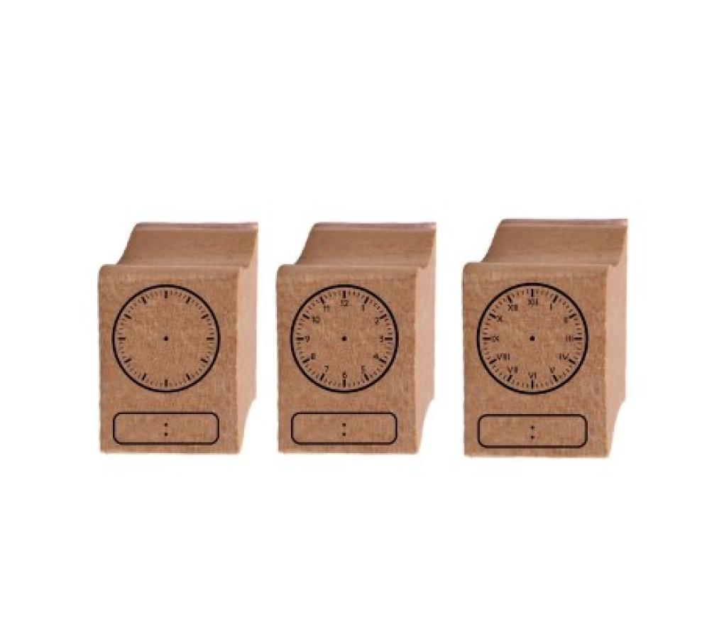 Klokstempel in hout 7 x 5 x 2 cm set/3 - Per pak