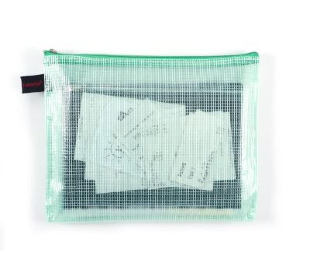 Allround etui transparant met rits A5 20 x 25,4 cm Foldersys groen - Per stuk