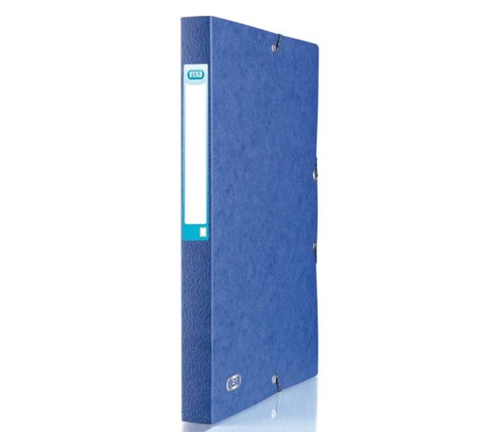 Documentenbox A4 25 mm karton 600 g met elastiek blauw - Per stuk