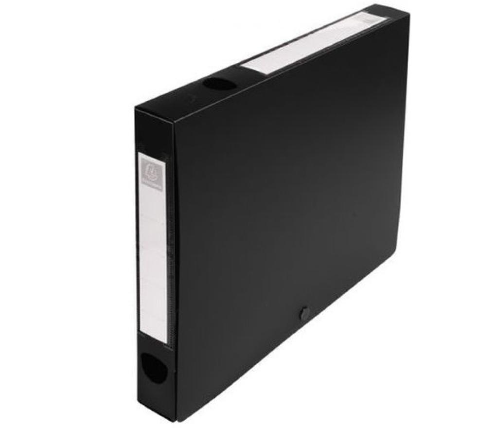 Documentenbox A4 40 mm plastic Exacompta met drukknop zwart - Per stuk