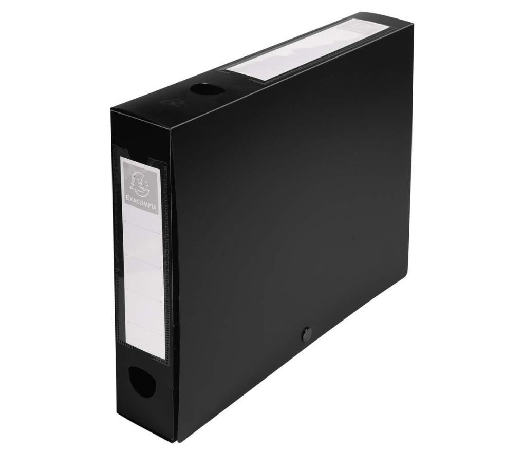 Documentenbox A4 60 mm plastic Exacompta met drukknop zwart - Per stuk
