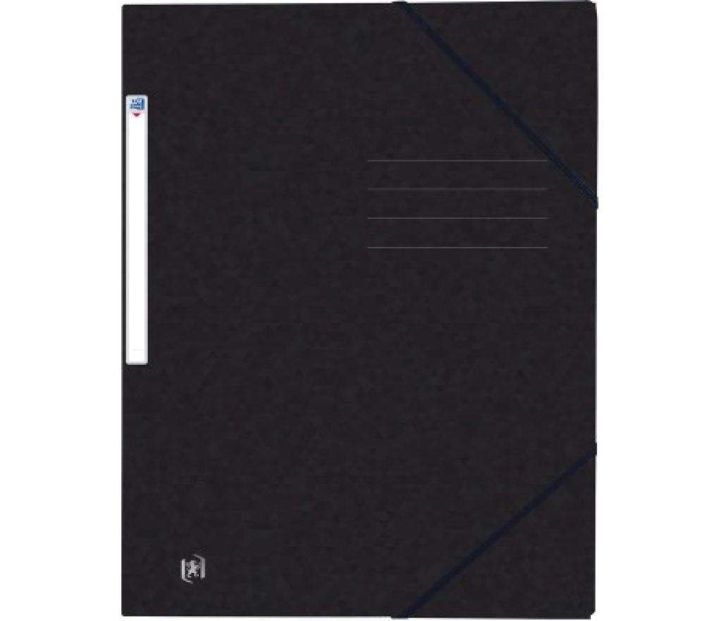 Elastomap 3 kleppen A4 Oxford Top File+ karton zwart - Per stuk
