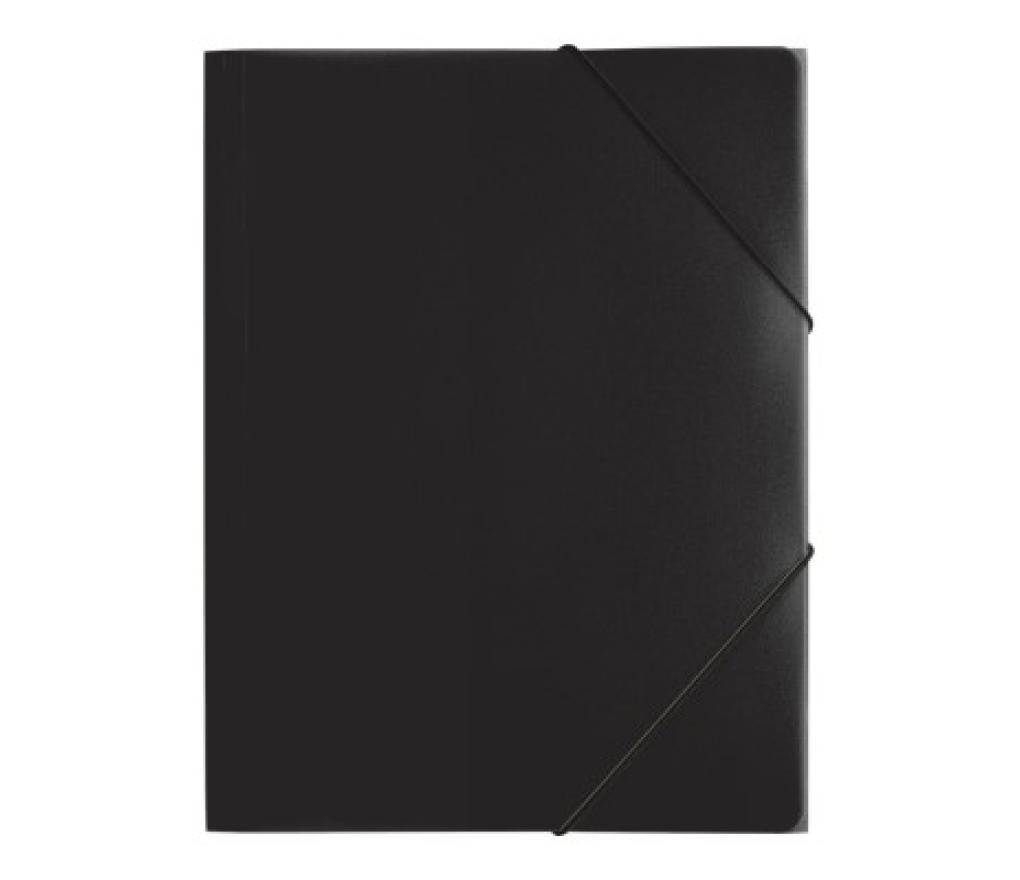 Elastomap 3 kleppen A4 plastic Pagna zwart - Per stuk