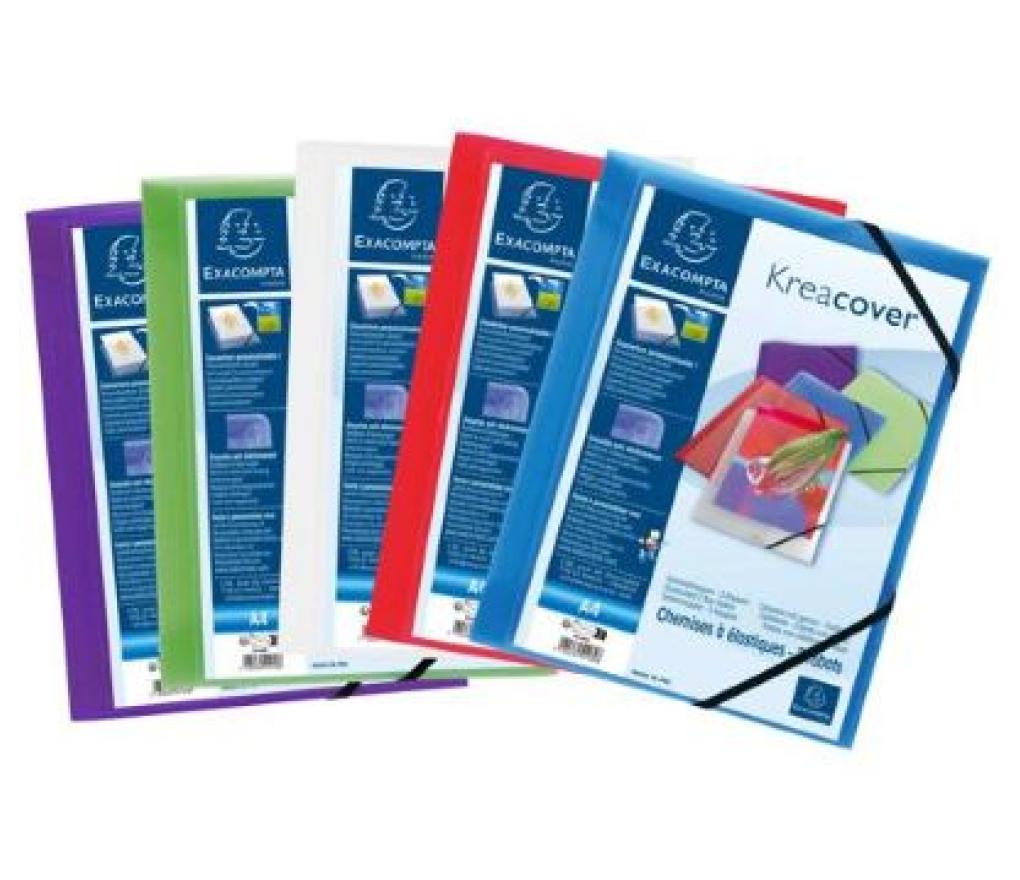 Elastomap 3 kleppen A4 PP transparant assorti personaliseerbaar - Per stuk